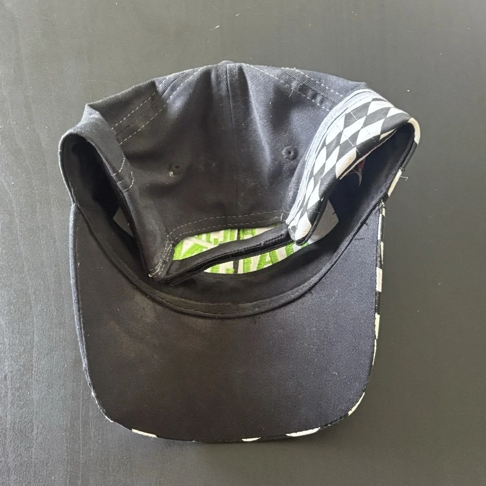 MT pockets Racing Hat Strapback Cap Black Checkered OSFM 